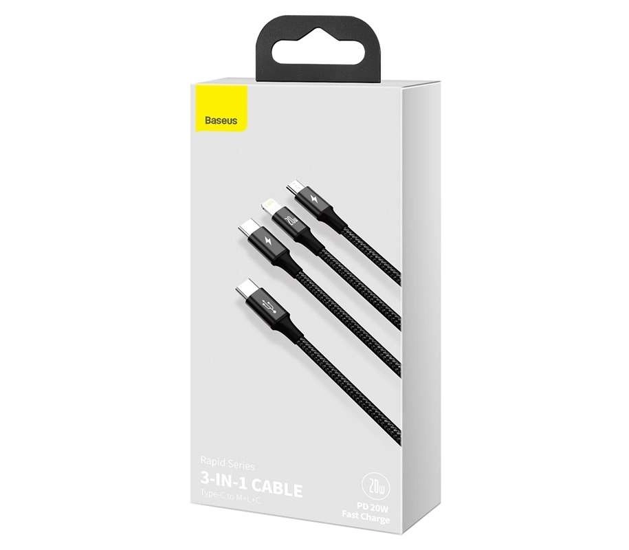 Cáp sạc 3 đầu Baseus Rapid Series 3-in-1 PD 20W